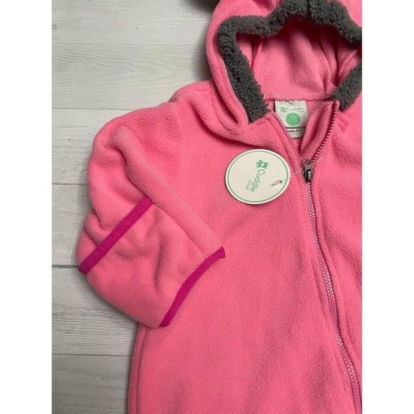 Cuddle club pink bear fleece bunting 3-6 months NWT - Picture 5 of 7